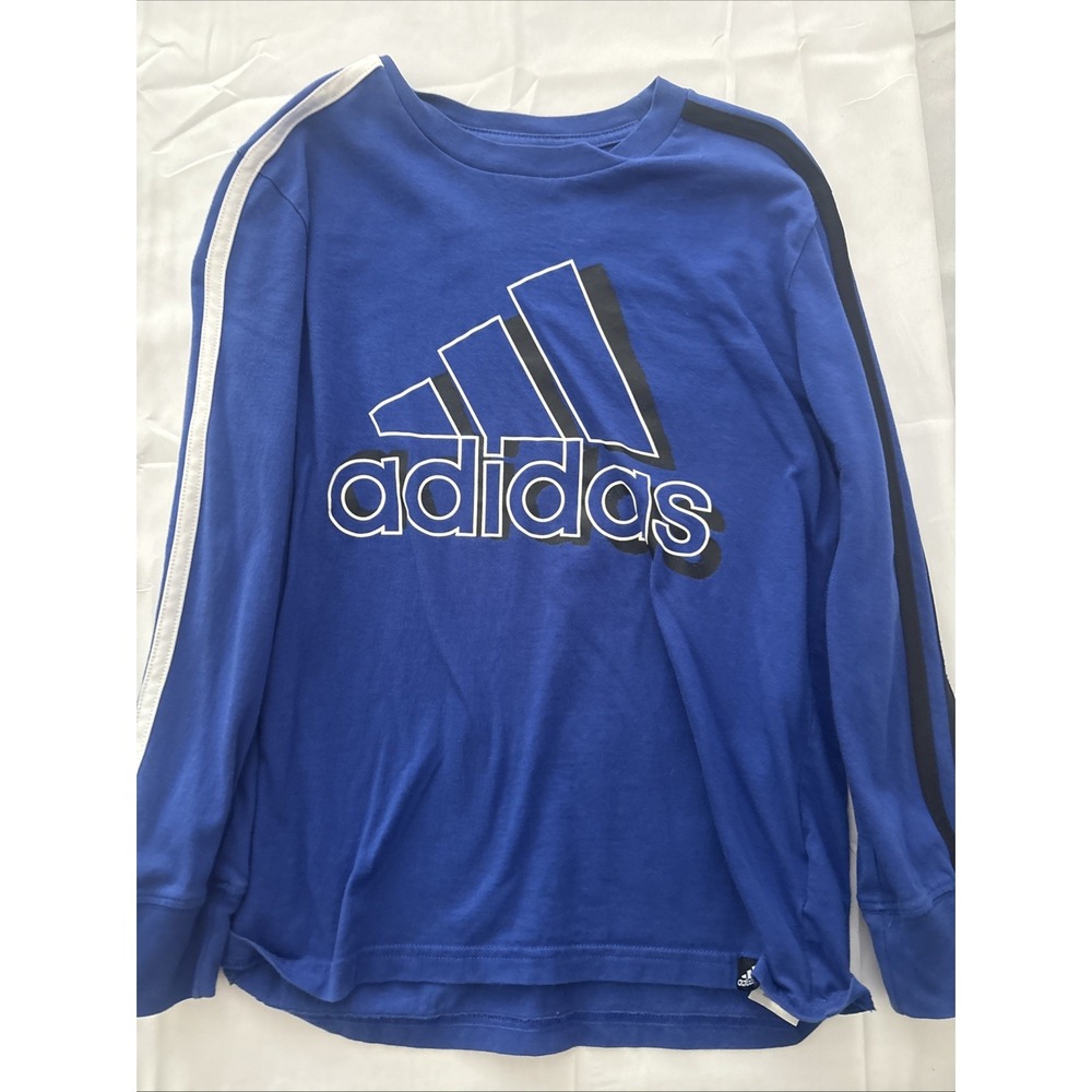 Boys Adidas Shirt Size Small 8 Long Sleeve Blue Lightweight
